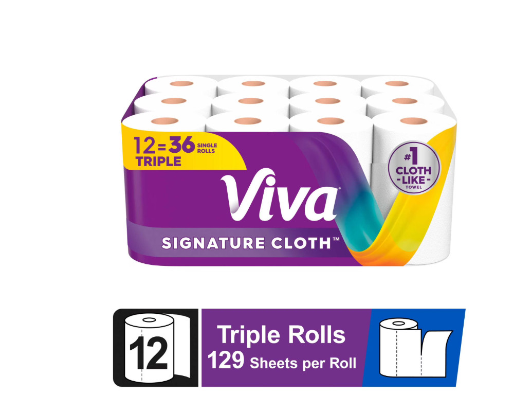 Viva Signature Cloth Paper Towels, 12 Triple Rolls, 129 Sheets per Roll