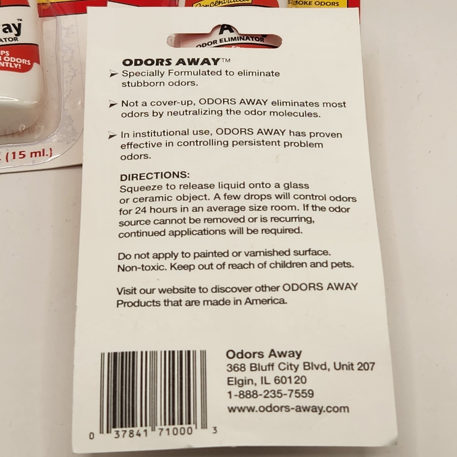 Lot of 2 – Odors Away Concentrated Odor Eliminator 1/2 fl oz Non-toxic