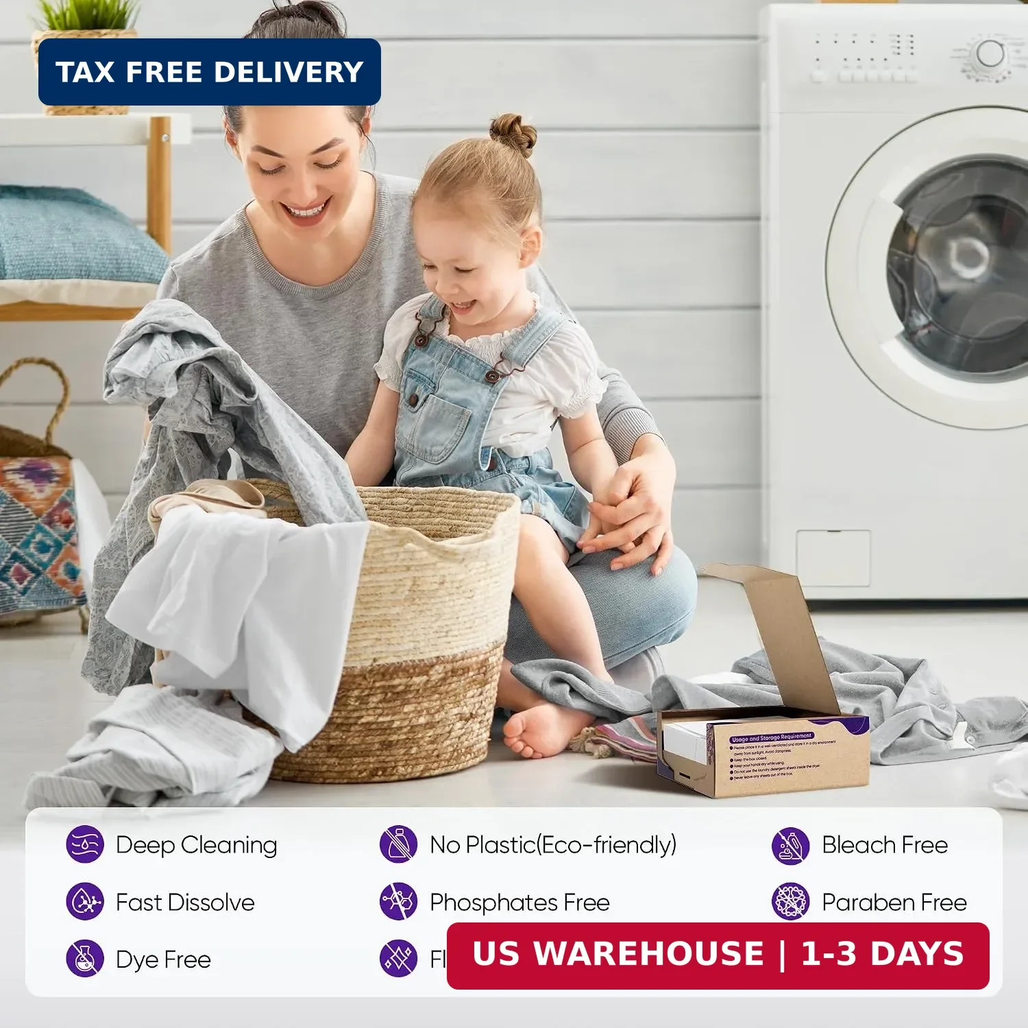 Lavender Laundry Detergent Sheets Travel Eco-friendly 300 Loads Fisroa Clothes W