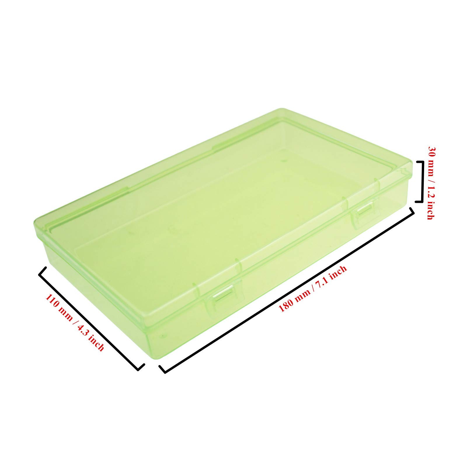 4 PCS 7.1×4.3×1.2″ Green Rectangular Plastic Boxes with Hinged Lids for Storage
