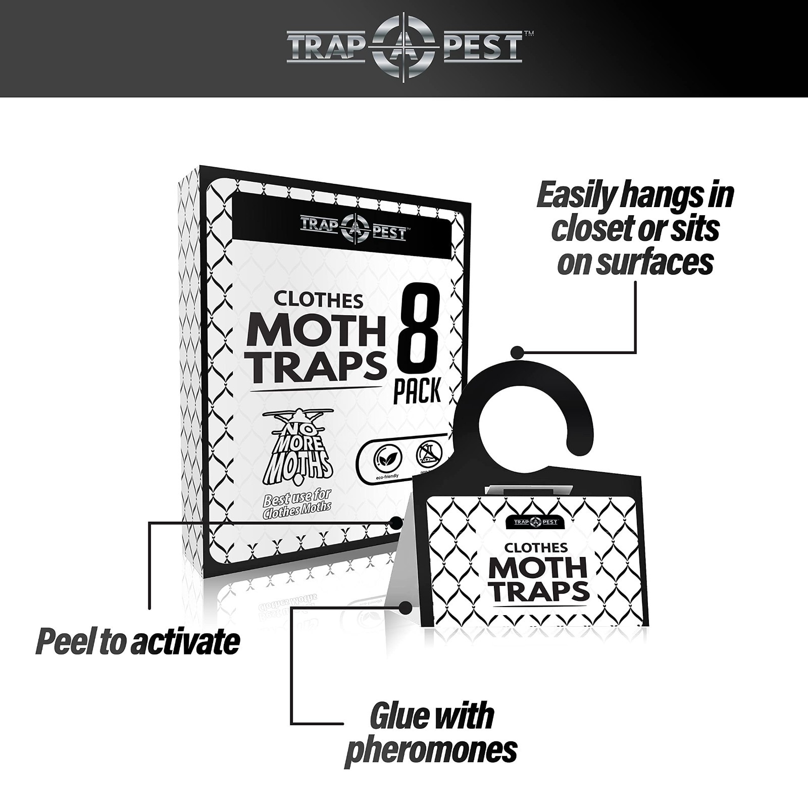Clothing Moth Traps – 8 Pack – Non Toxic Moth Traps for Clothes with Pheromone A