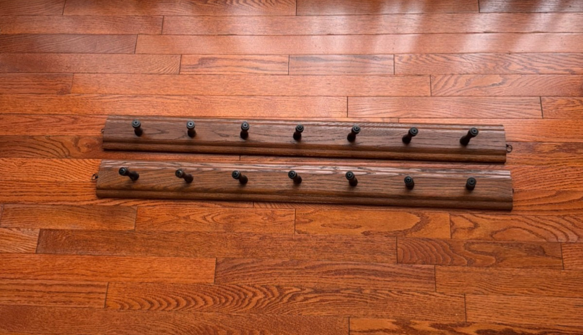VTG Solid Oak Baseball Cap Hat Racks (Set of 2) – 36″ Wall Mount Hat Display Peg