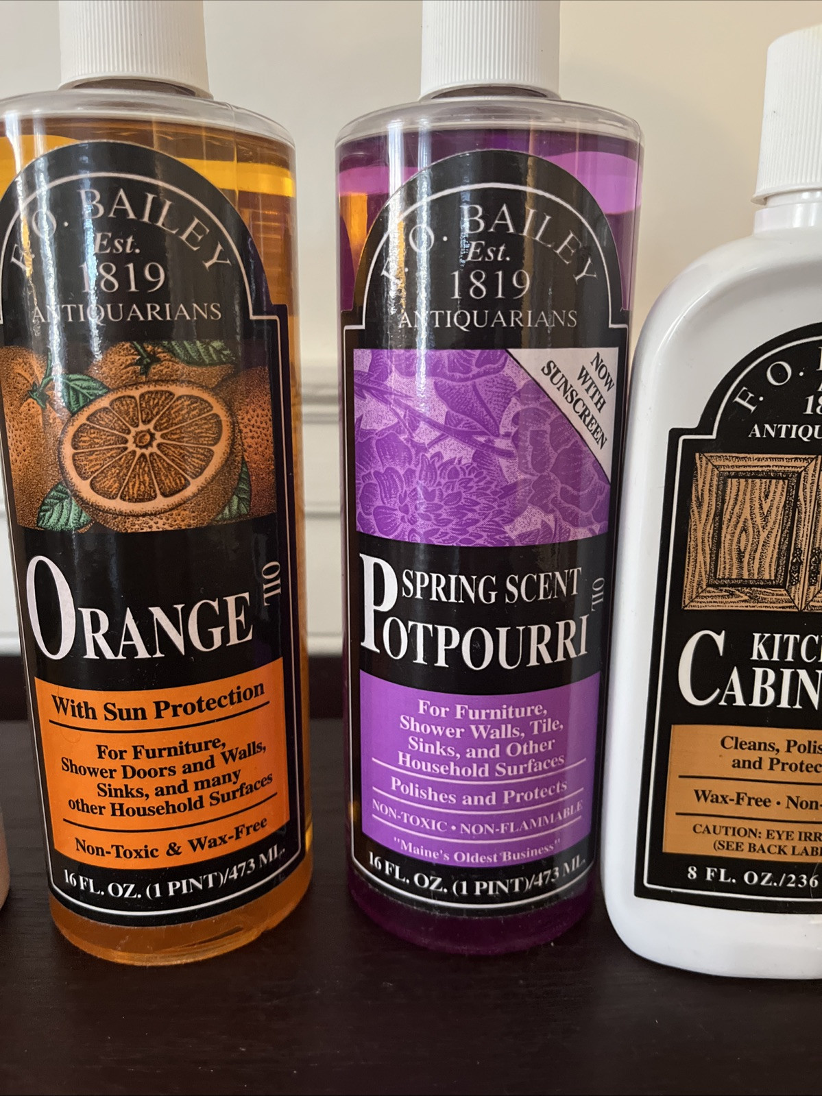 Vtg PARKER & F.O. BAILEY ORANGE OIL POLISH Furnitures Wood Kitchen Cabinet Scent