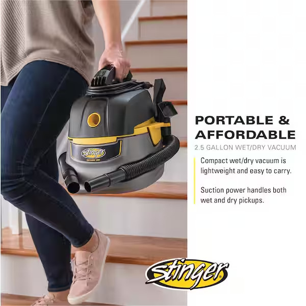 small portable wet/dry vac car auto detail shop vacuum cleaner blower 2.5-gallon