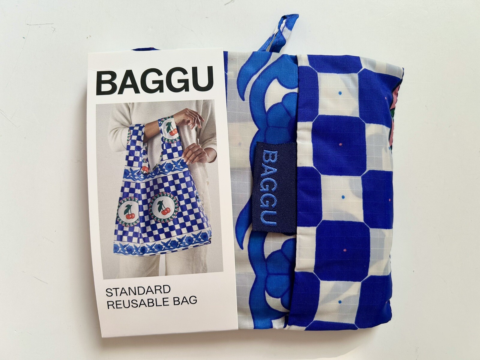NEW! Baggu STANDARD BAG in “Cherry Tile” — Washable Recyc. Nylon SOLD OUT + RARE