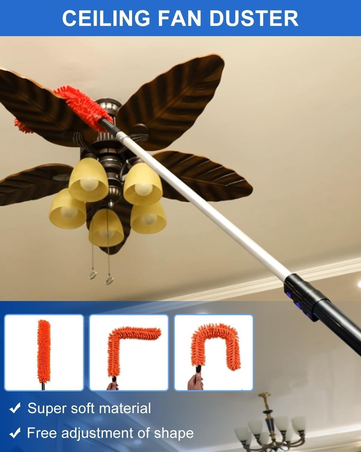 26 Foot High Reach Duster Kit with 5-19 ft Telescoping Extension Pole