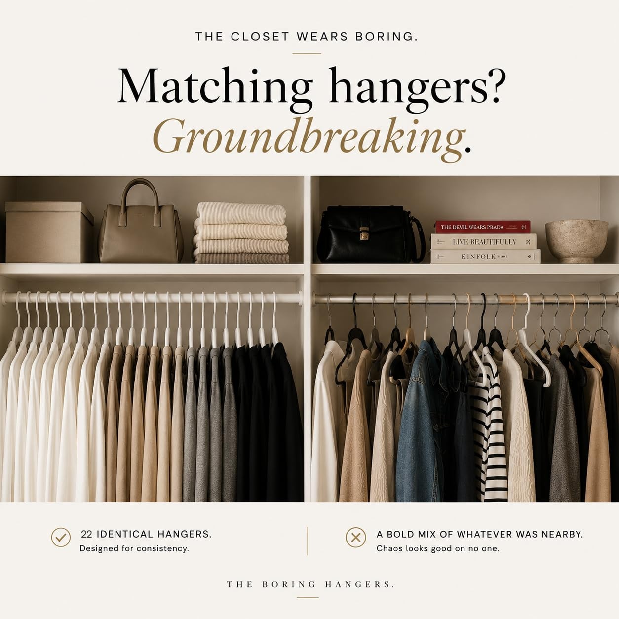 The Boring Hangers 22 Pack White plastic hangers
