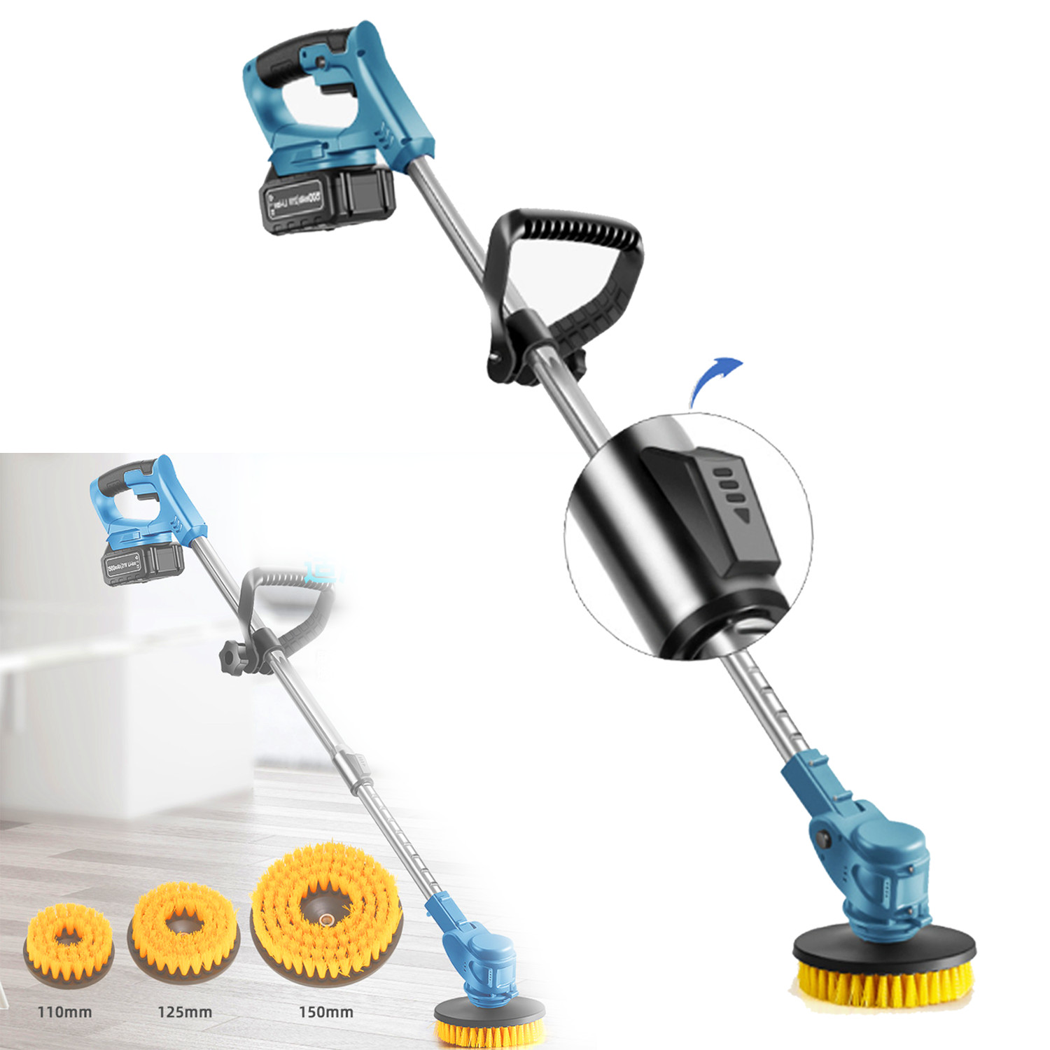 Electric Spin Scrubber, Cordless Cleaning Scrubber for Home, 3 Replaceable Heads