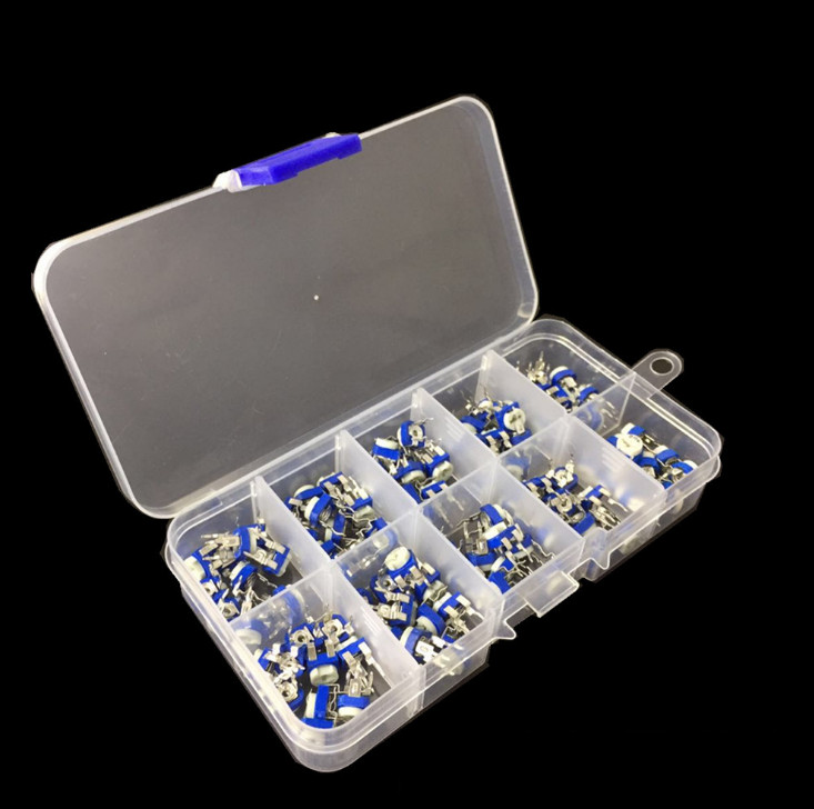 100Pcs RM065 RM-065 Carbon Film Horizontal Trimpot Potentiometer Assortment Kit