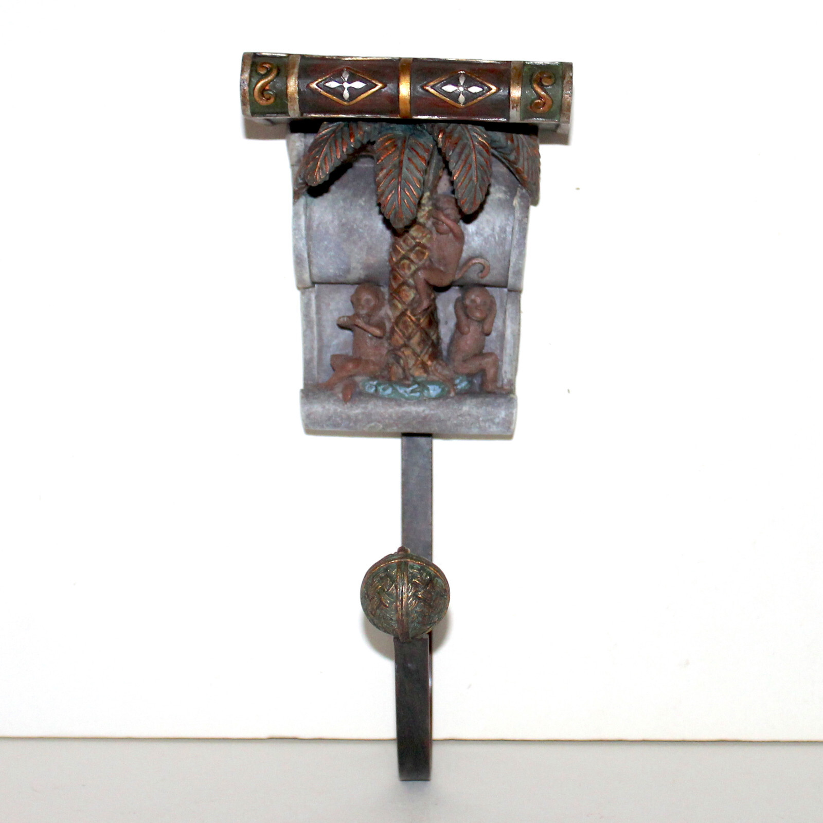 Orions Wall Hook coat hanger Wise Monkeys Palm Tree shelf decor vintage