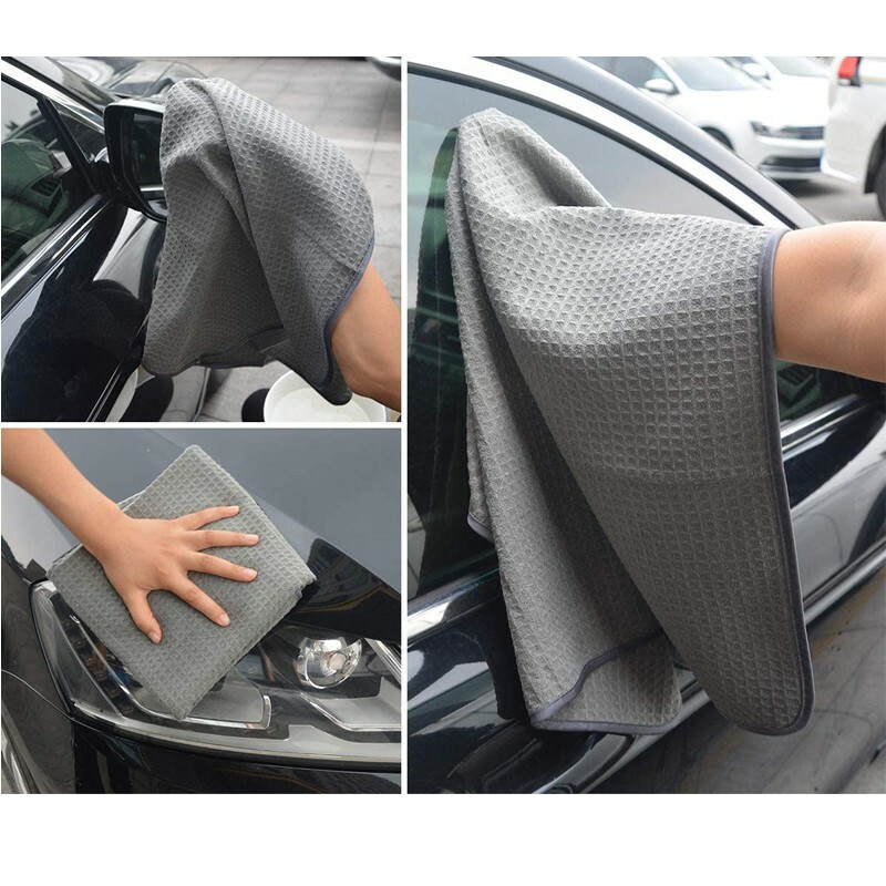 3 Pcs Large Waffle Weave Grey Thirsty Microfiber Drying Towel 16″ x 24″