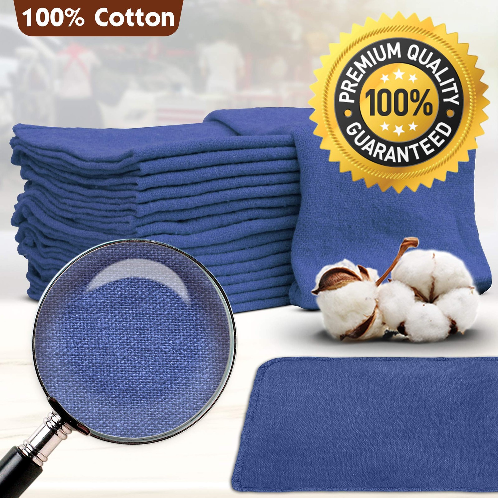 Bulk Auto Mechanic Shop Towels 25 Pack, 100% Cotton, 14″x14″ Rags