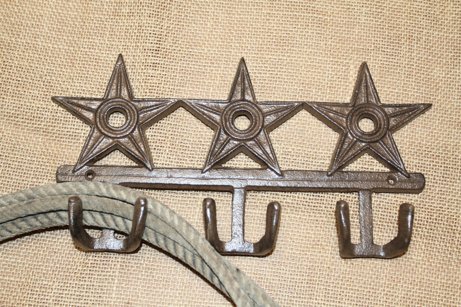 1 -TRIPLE PLAY,Western Star,3 Double Wall Hooks,Country Western decor ,W-72