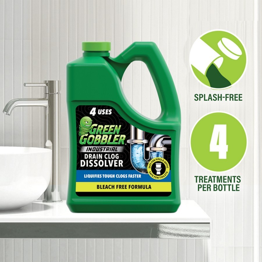 Green Gobbler Industrial Strength Drain Clog Remover & Cleaner Liquid Gel- 64oz