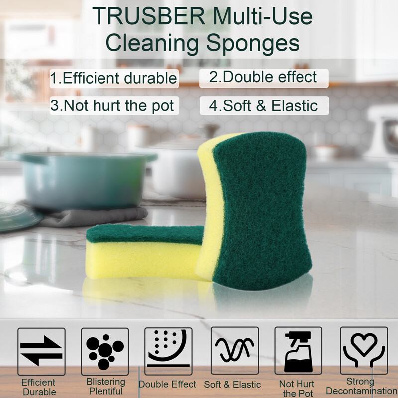 Resuable Non-Scratch Scrub Sponges Washing Dishes Cleaning Kitchen Dish Sponge