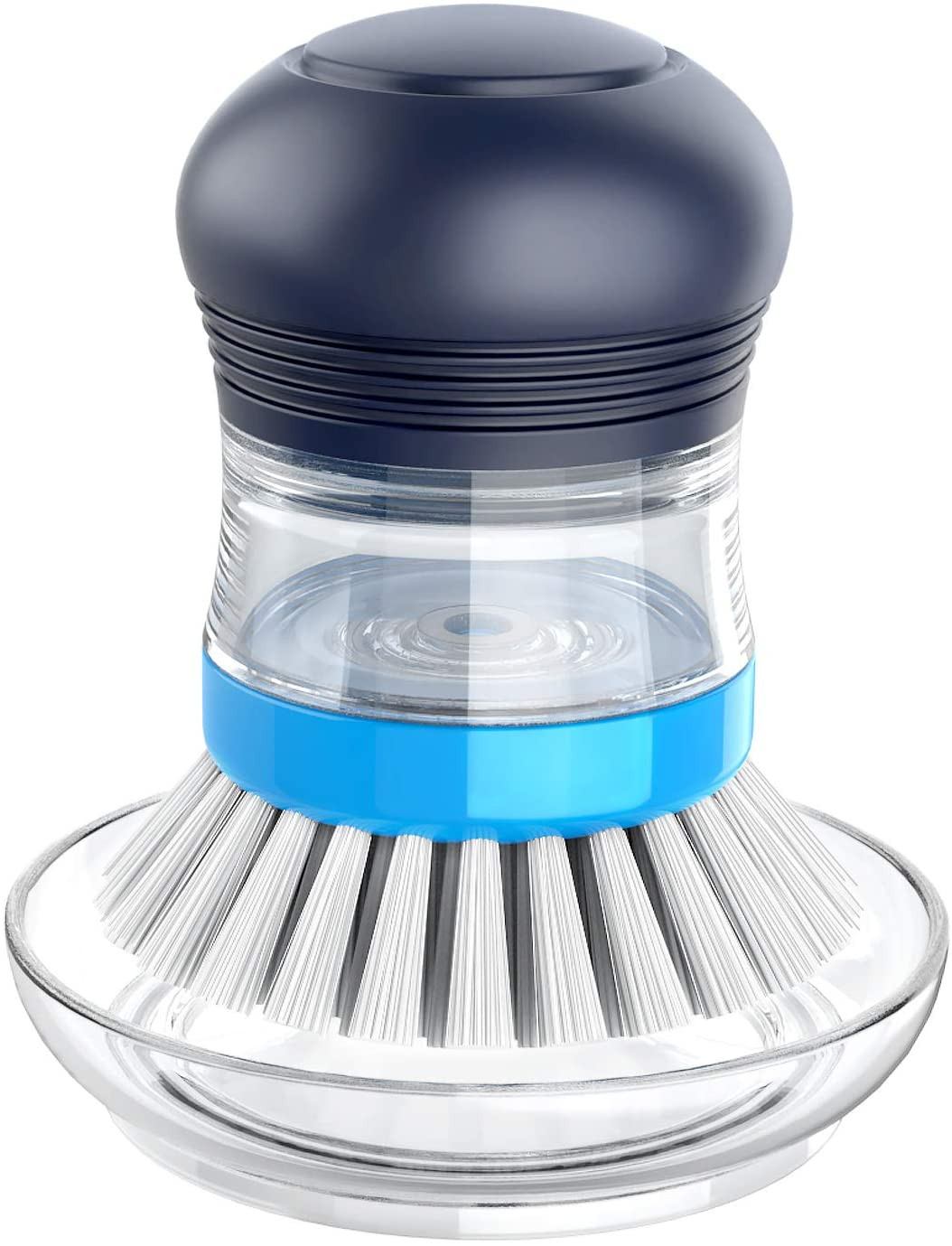 MR.SIGA Soap Dispensing Palm Brush Storage Set, 1 Pack, Navy/Blue | Dish Brush w