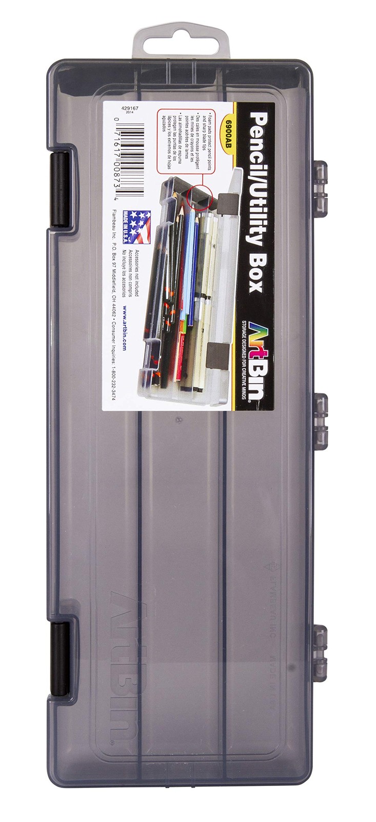 ArtBin 6900AB Pencil Utility Box, Art & 12.38 by 4.875 1.75-Inch, Gray