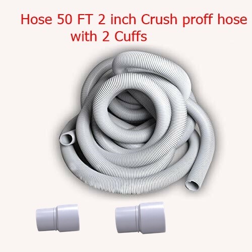 Fit All Commercial G Vac 2 in X 50 Ft Crushproof Heavy Duty Grey Hose w 2 cuffs
