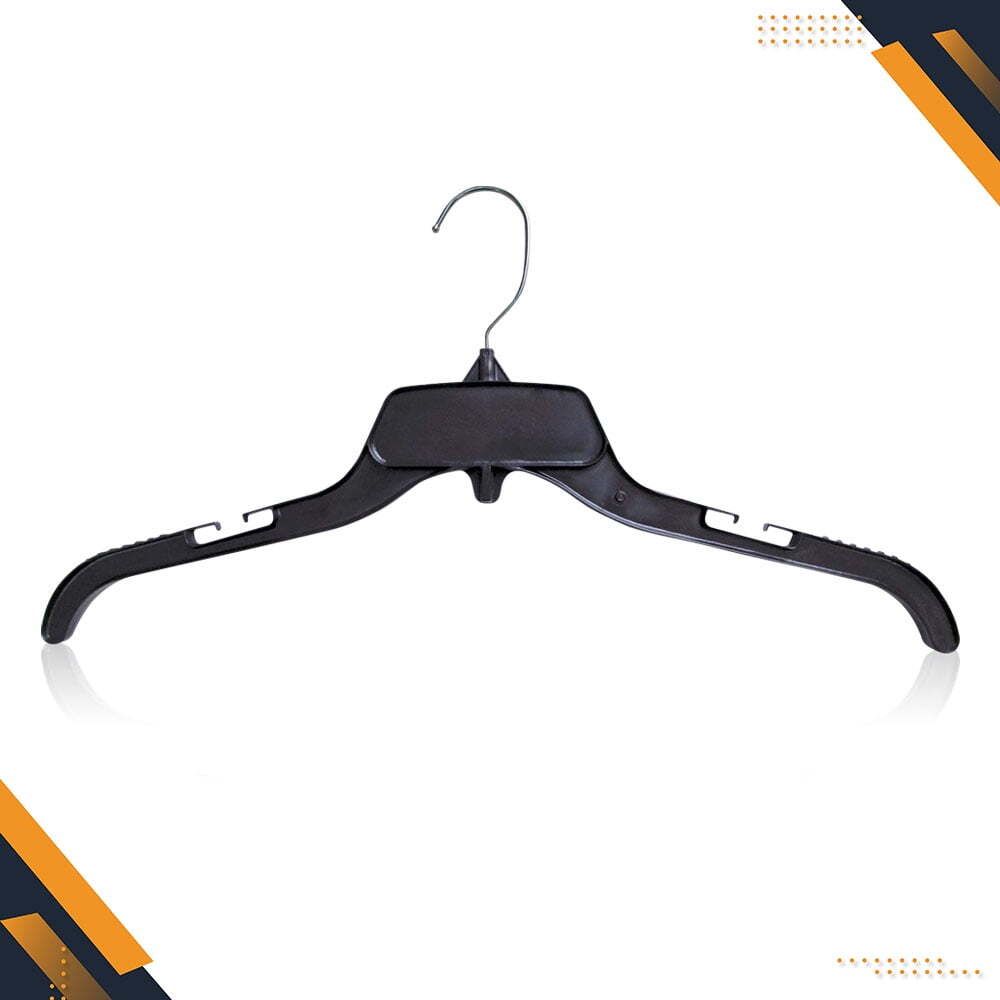 25 Pack Durable Plastic Clothing Hangers with Metal Swivel Hooks, 17 inch,Black