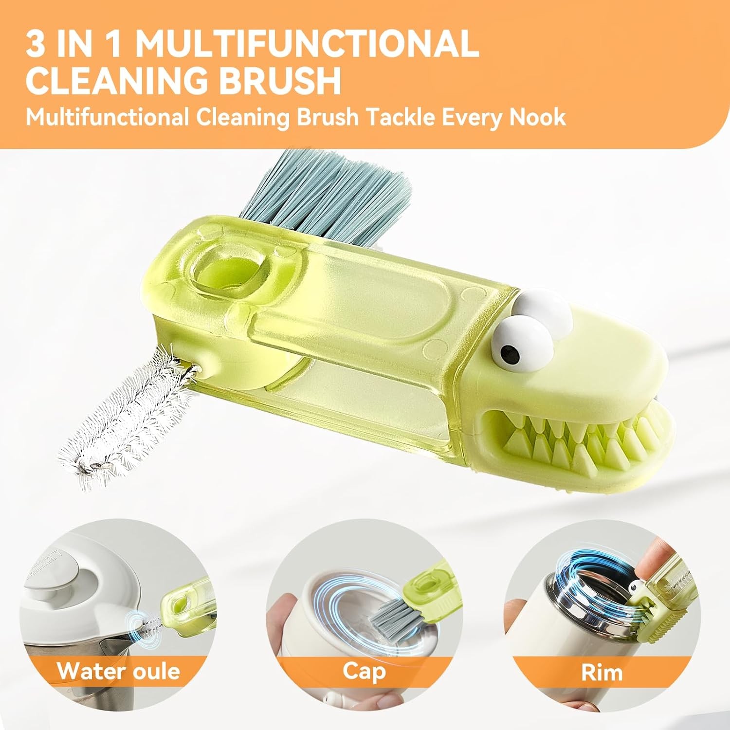 3 in 1 Cup Lid Gap Cleaning Brush Set, Multifunctional Bottle Cleaning Brush, Si