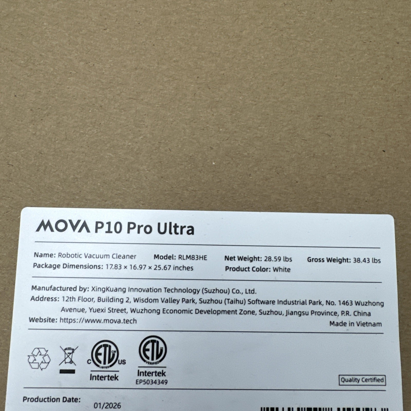 Mova P10 Pro Ultra Robot Vacuum and Mop 13,000Pa Suction – 140°F Hot Water – NEW
