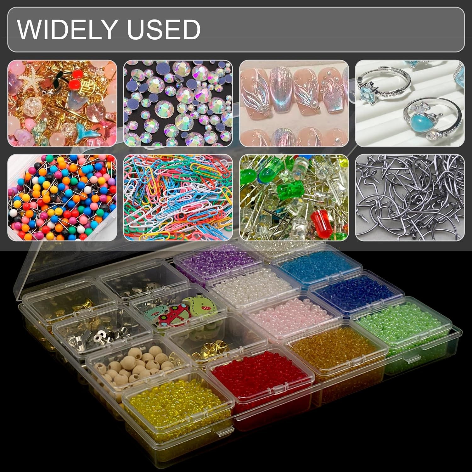 64-Pack Bead Storage Containers – Clear Organizer Box for Crafts & Jewelry