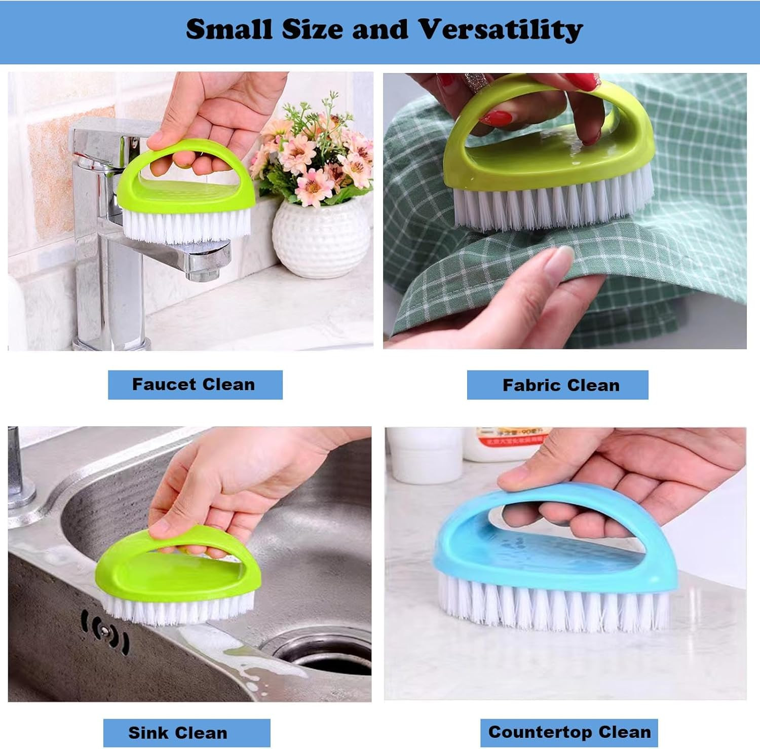2 Pack Small Scrub Brush Nylon Bristle Grout Tile Sink Kitchen Cleaning