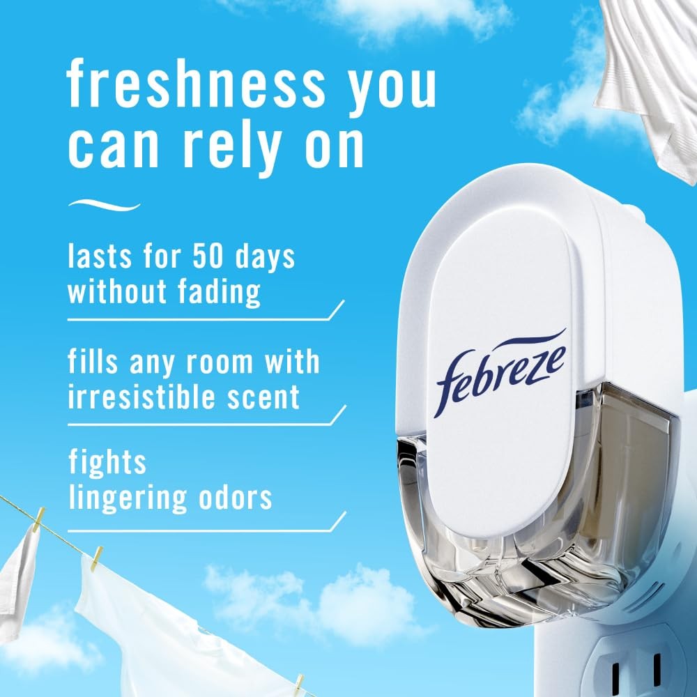 Febreze Plug In Air Freshener, Odor-Fighting 1.75 Fl Oz (Pack of 1), Clear