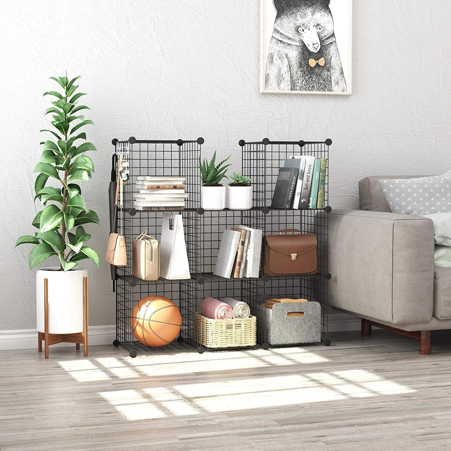 Wire Cube Storage, 8-Cube Organizer Metal C Grids Storage, Storage Bins Shelv…