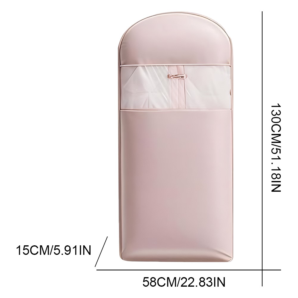 Space Saving Hanging Garment Bag w/ Self Compression Zipper Storage Bag(Pink L)