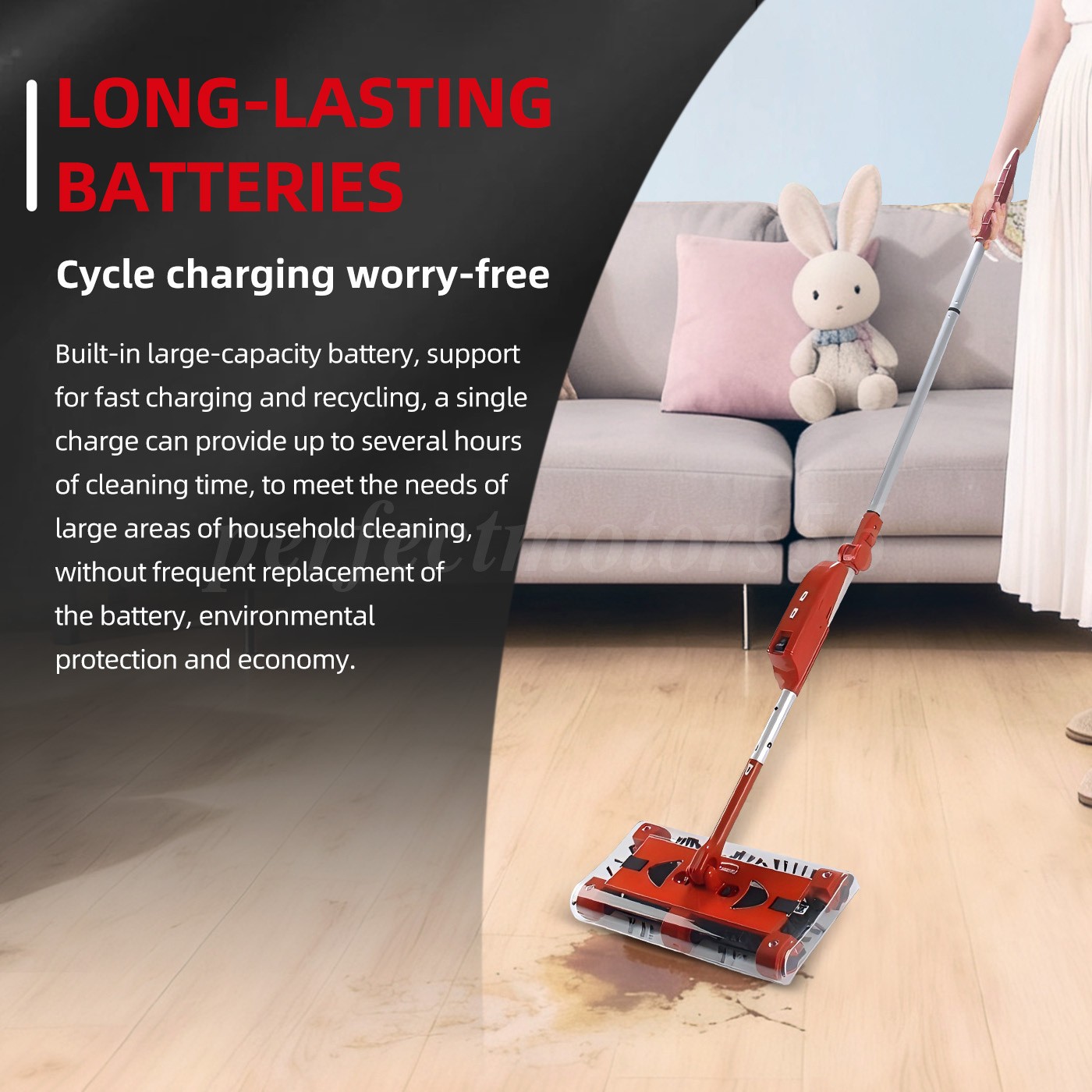 Cordless Vacuum Cleaner Foldable Sweeping Machine Household 360° Portable 45in