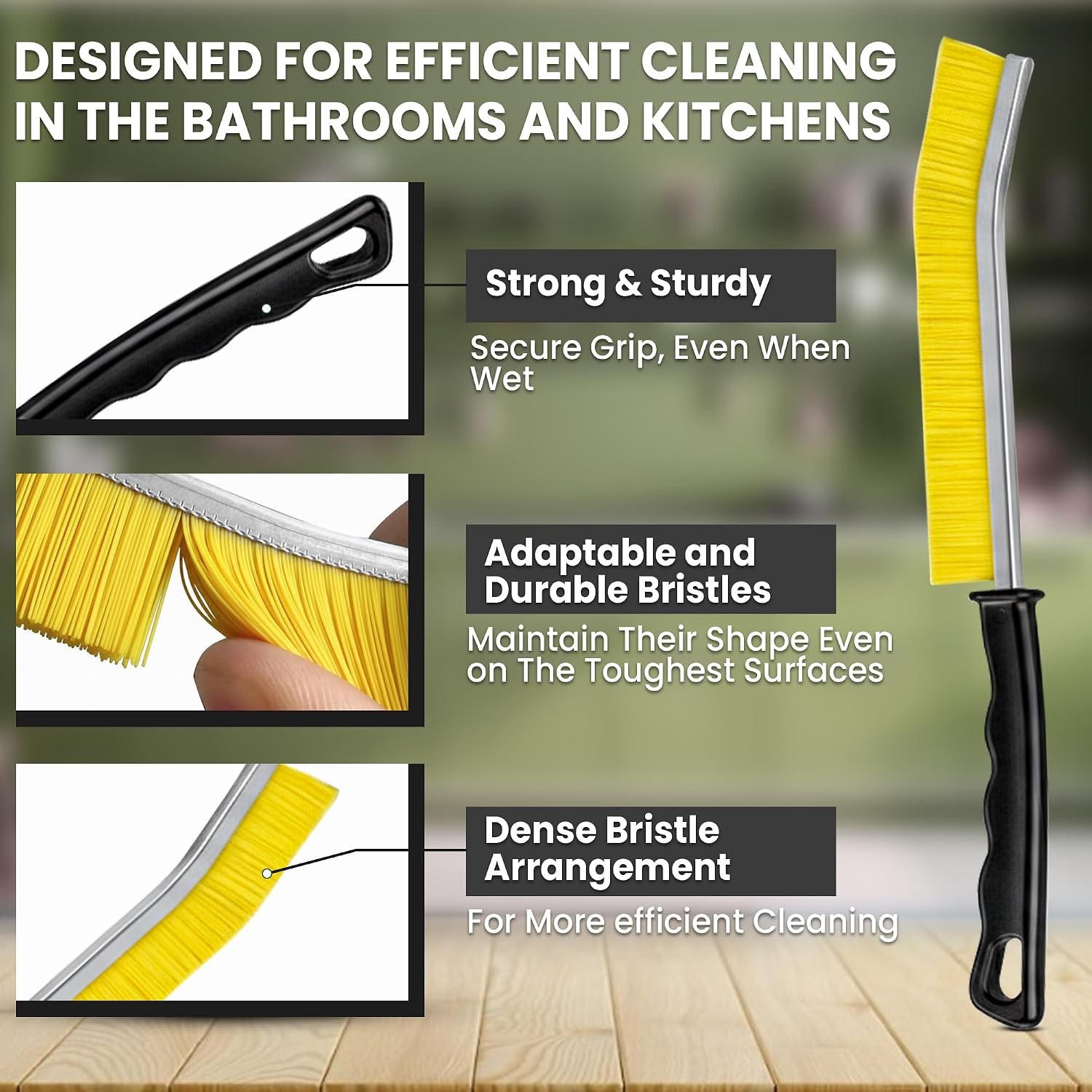 Crevice Cleaning Brush Set – 3Pcs Hard Bristle Cleaning Tools in Red, Black &