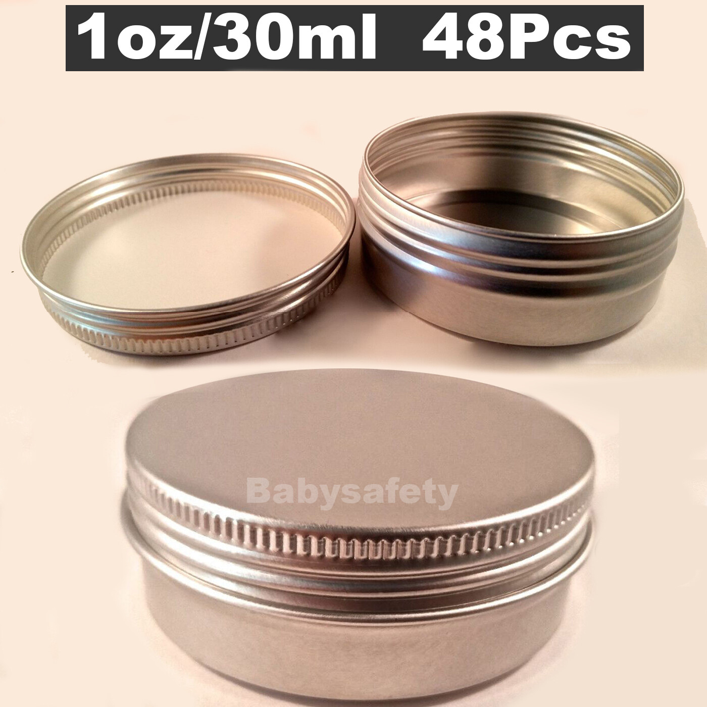 48 Pcs 1oz Screw Round Top Aluminum Metal Tin Storage Jar Container with Lid
