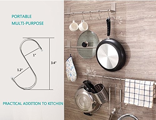Evob 20 Pack 3.4″ S Shaped Hooks Stainless Steel 3.9 x 4.2 x 1 inches, Silver