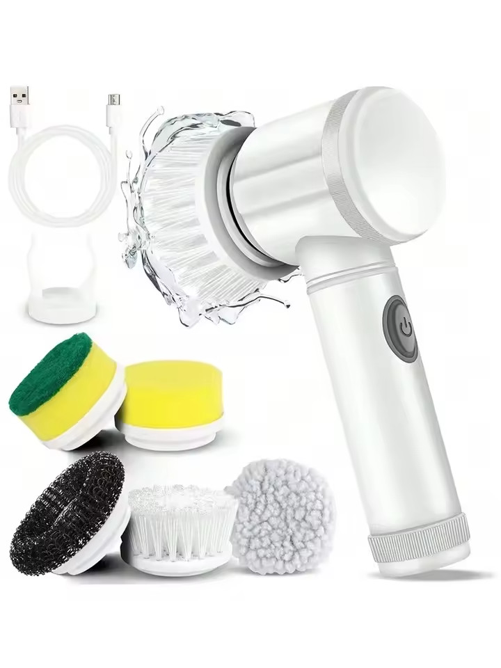Electric Spin Scrubber Cordless Cleaning Brush Rechargeable 5 Brush Heads