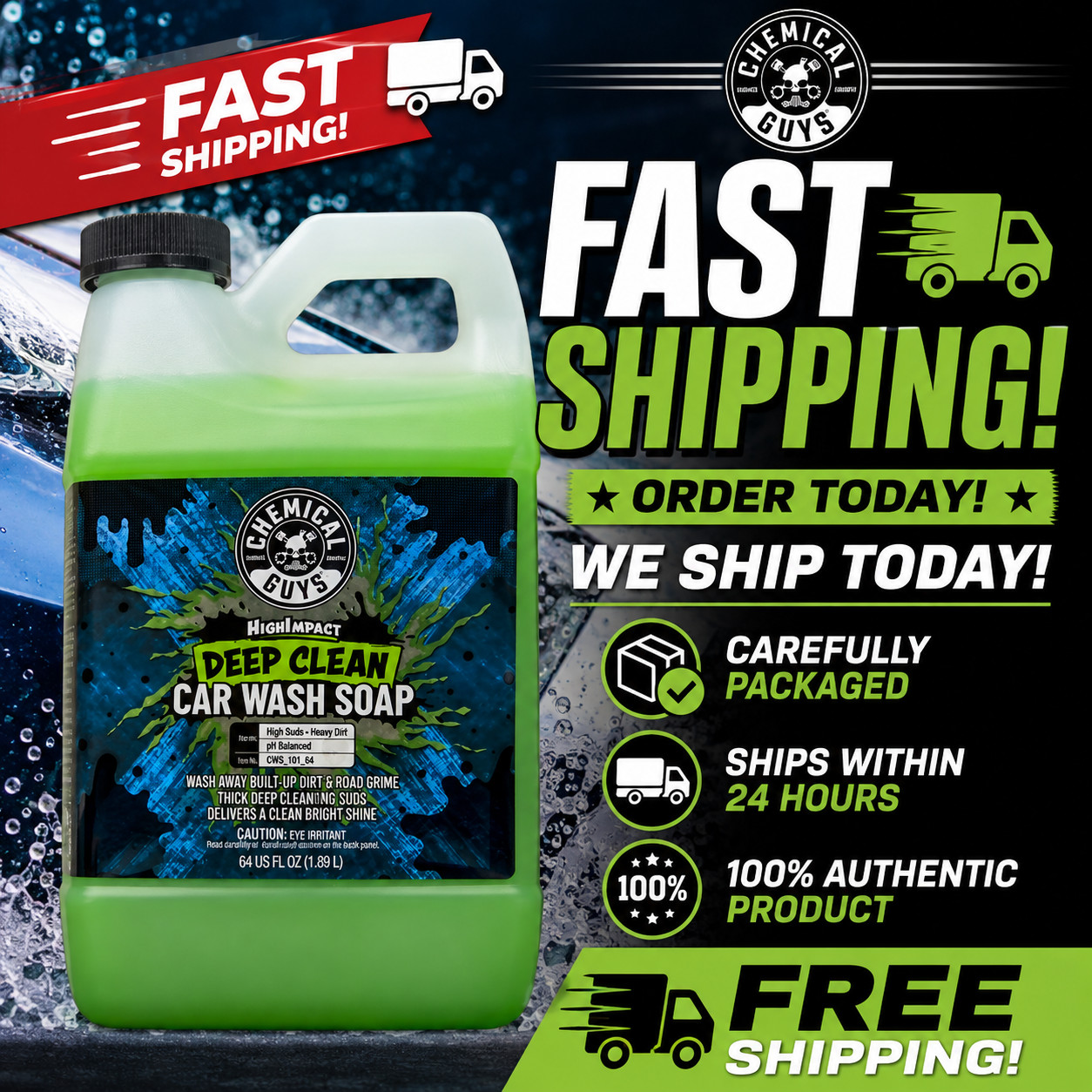 FAST FREE SHIPPING-Chemical Guys High Impact Car Wash Soap, Deep Cleaning