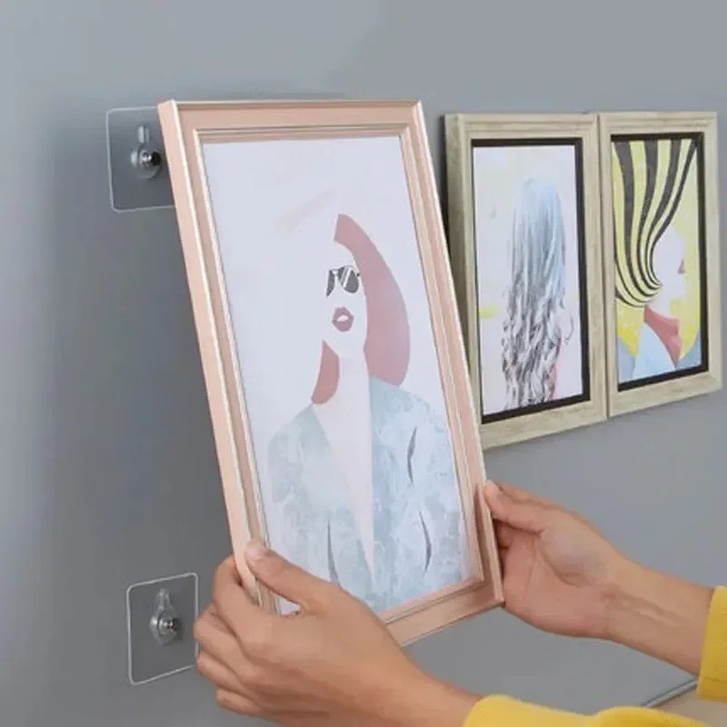 Strong Adhesive Hooks Picture Frame Holder Poster Photo Clock No Drilling Hooks