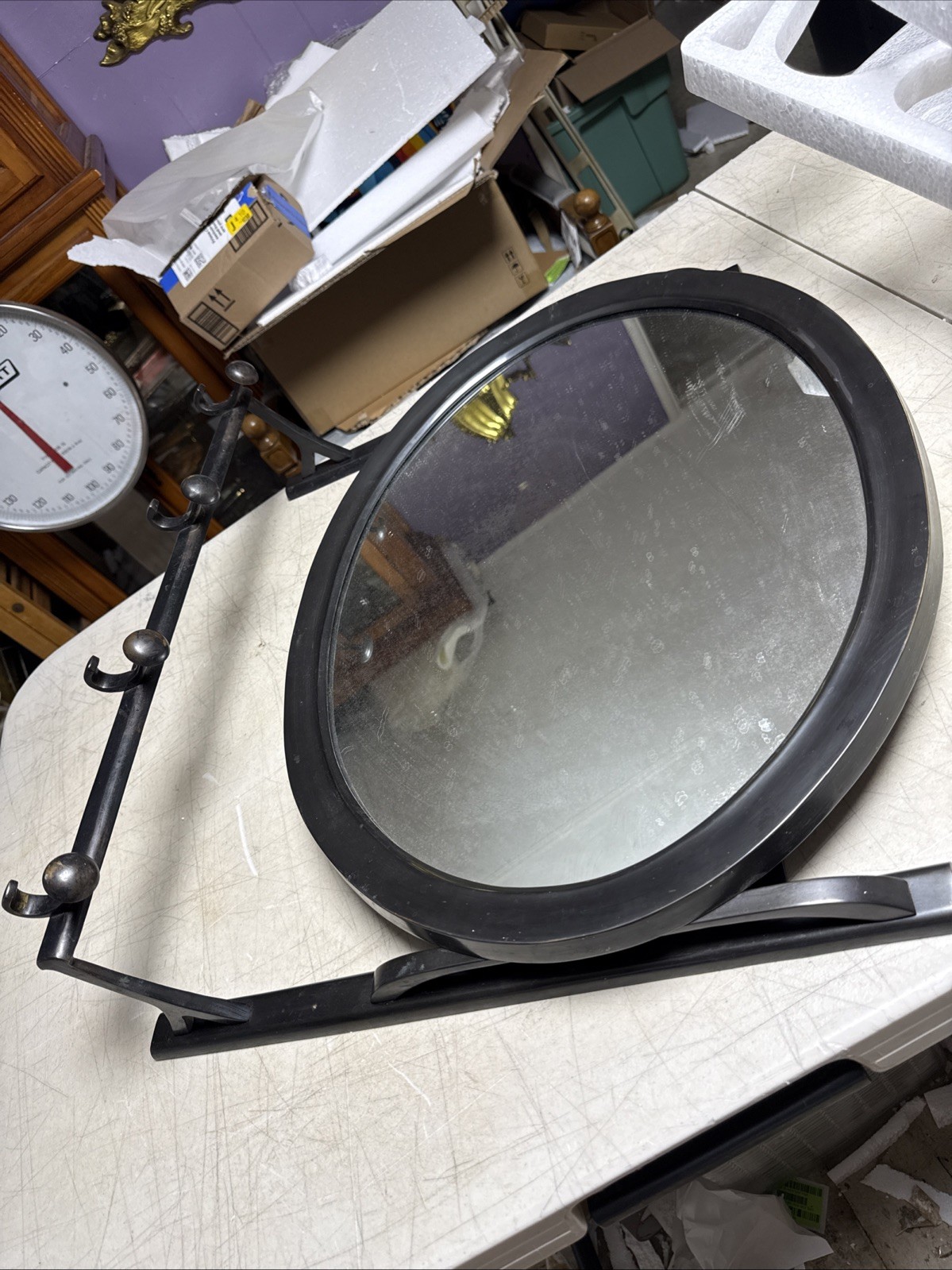 Mirror Oval 23″ W/Hooks Dark Bronze By Z GALLERIE.