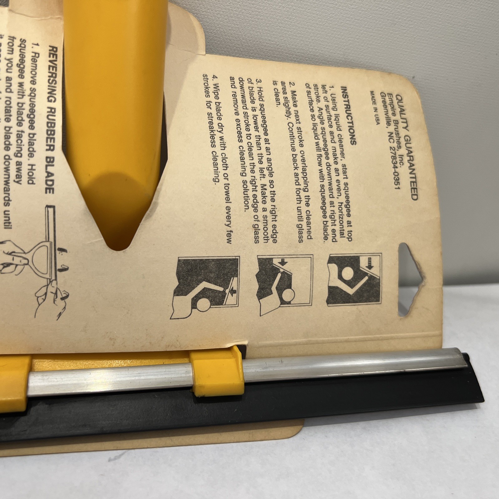 Vintage EMPIRE Window Squeegee 10″ CHANNEL RUBBER ALUMINUM PLASTIC HANDLE 4″