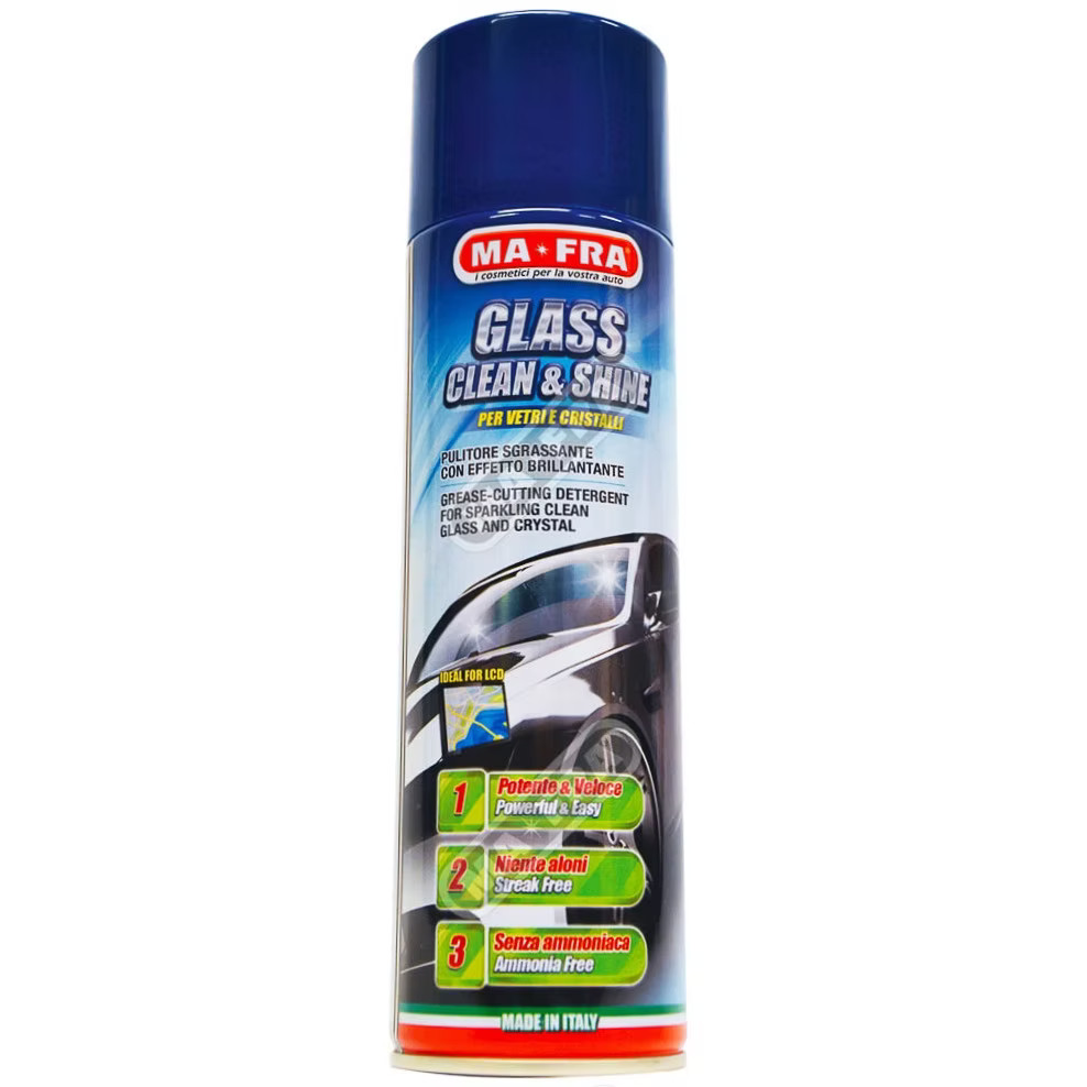 MAFRA Glass Clean & Shine Spray 500ml | Streak-Free Auto Window Cleaner