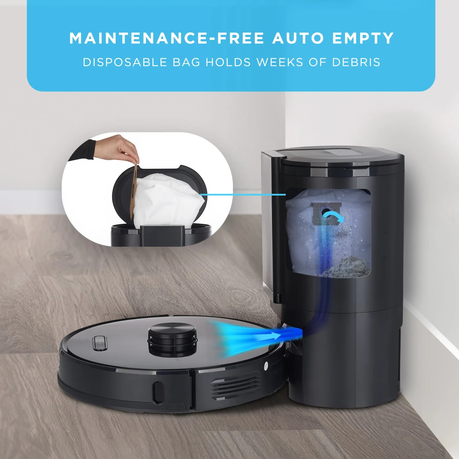 iHome AutoVac Nova Self Empty Robot And Mop, App Control