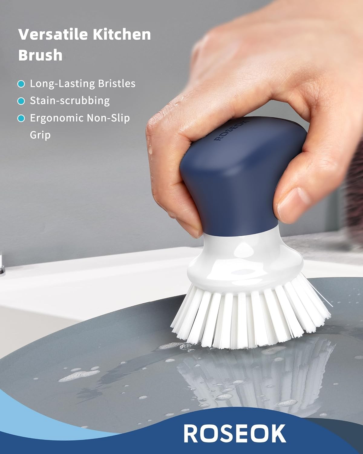 Dish Scrub Brush, Palm Brush, Kitchen Brush, Nylon Bristles | Self-Standing Dish
