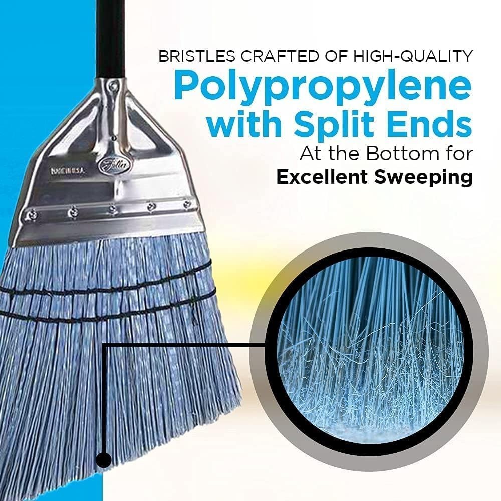 Fuller Angle Broom, Heavy Duty, Split Bristles, Steel Handle, Indoor Outdoor Use
