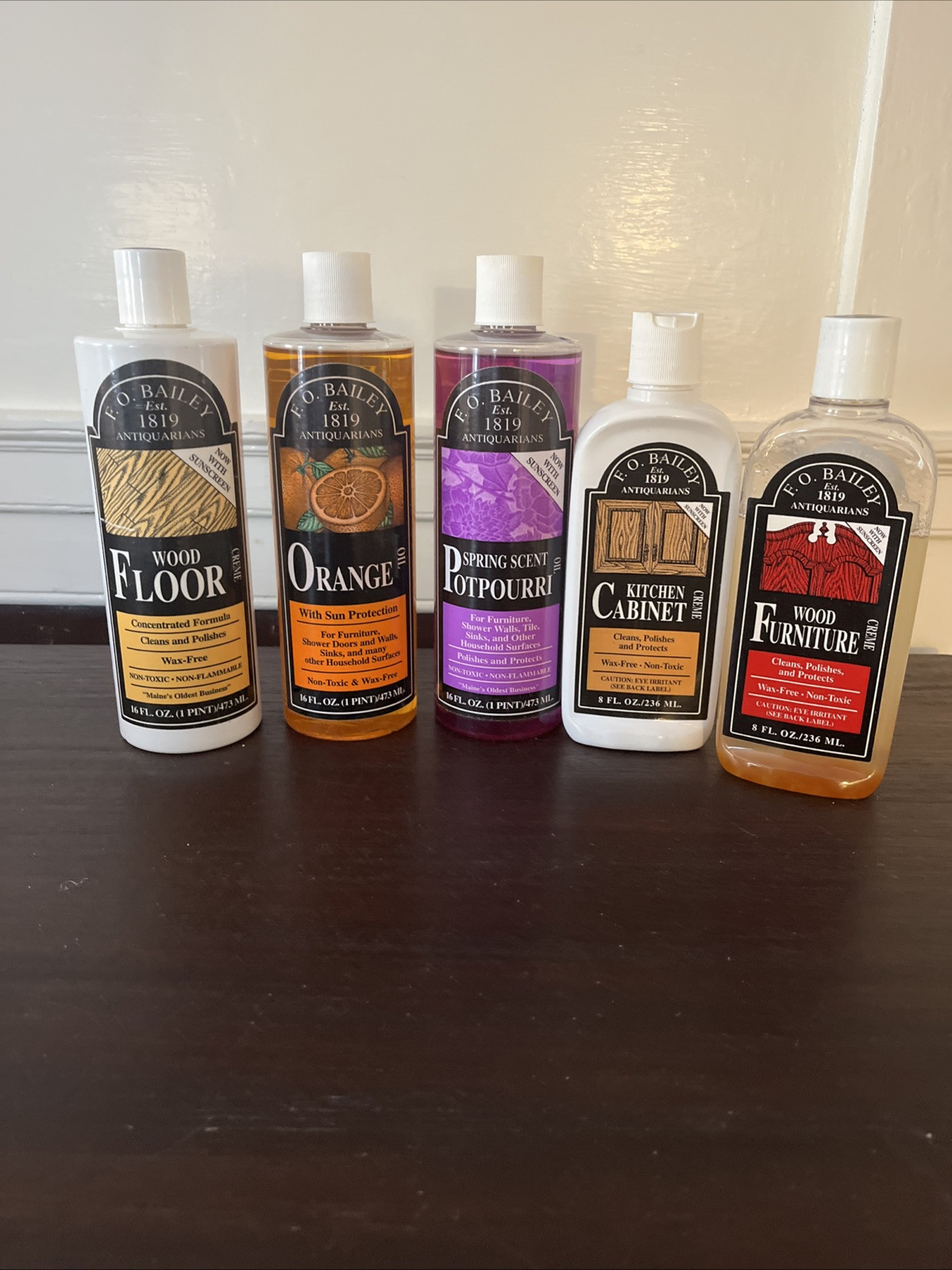 Vtg PARKER & F.O. BAILEY ORANGE OIL POLISH Furnitures Wood Kitchen Cabinet Scent