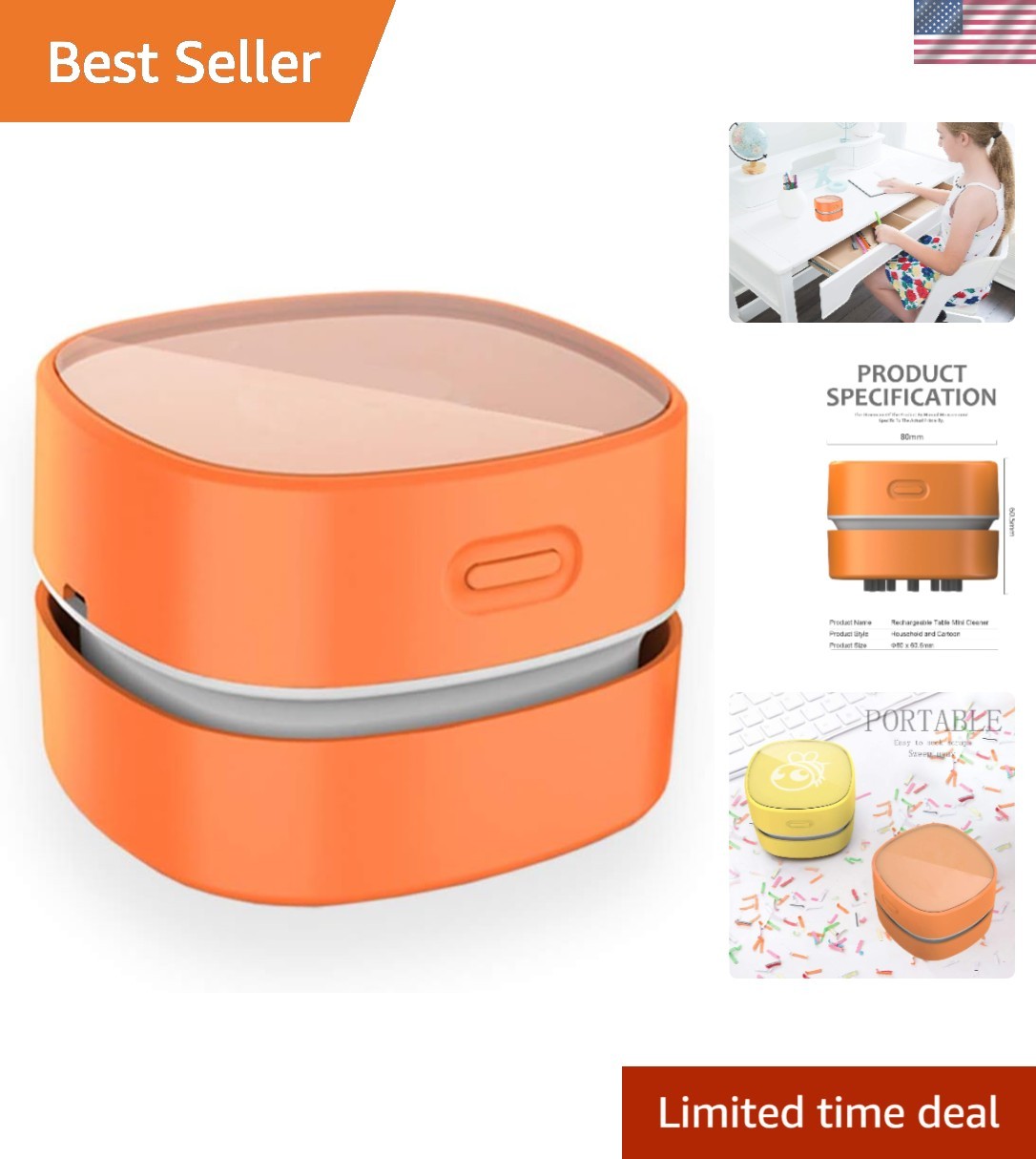 Lightweight Mini Vacuum for Desk & Car – Quiet, Portable, Battery-Powered Power