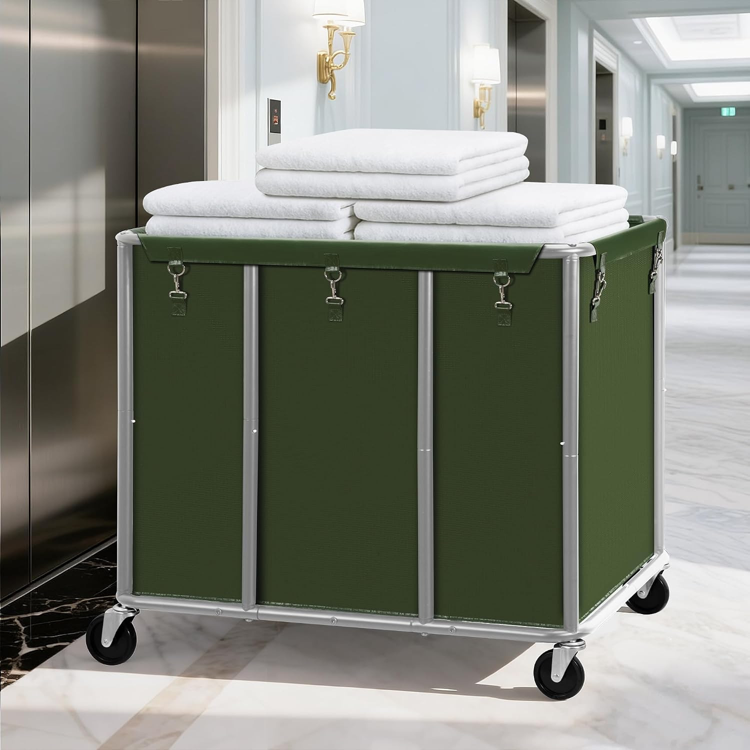 Commercial Laundry Cart with Lockable Wheels, Large 420L Industrial