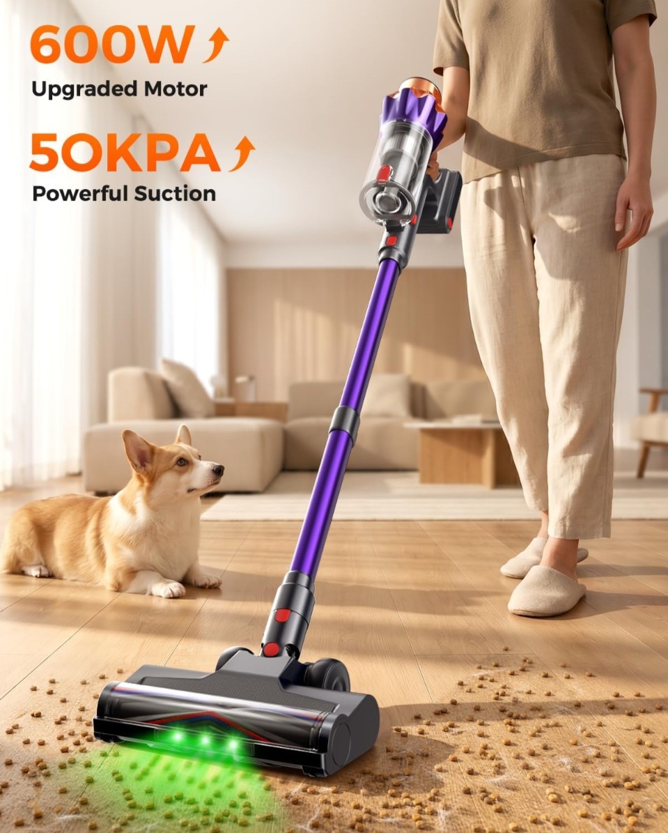 Cordless Vacuum Cleaner for Home, 600W/50KPa Powerful Suction, 60Mins…