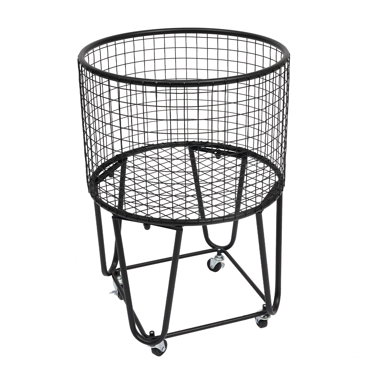 Modern Metal Laundry Basket Clothes Hamper Bathroom Bedroom Rolling Storage Cart