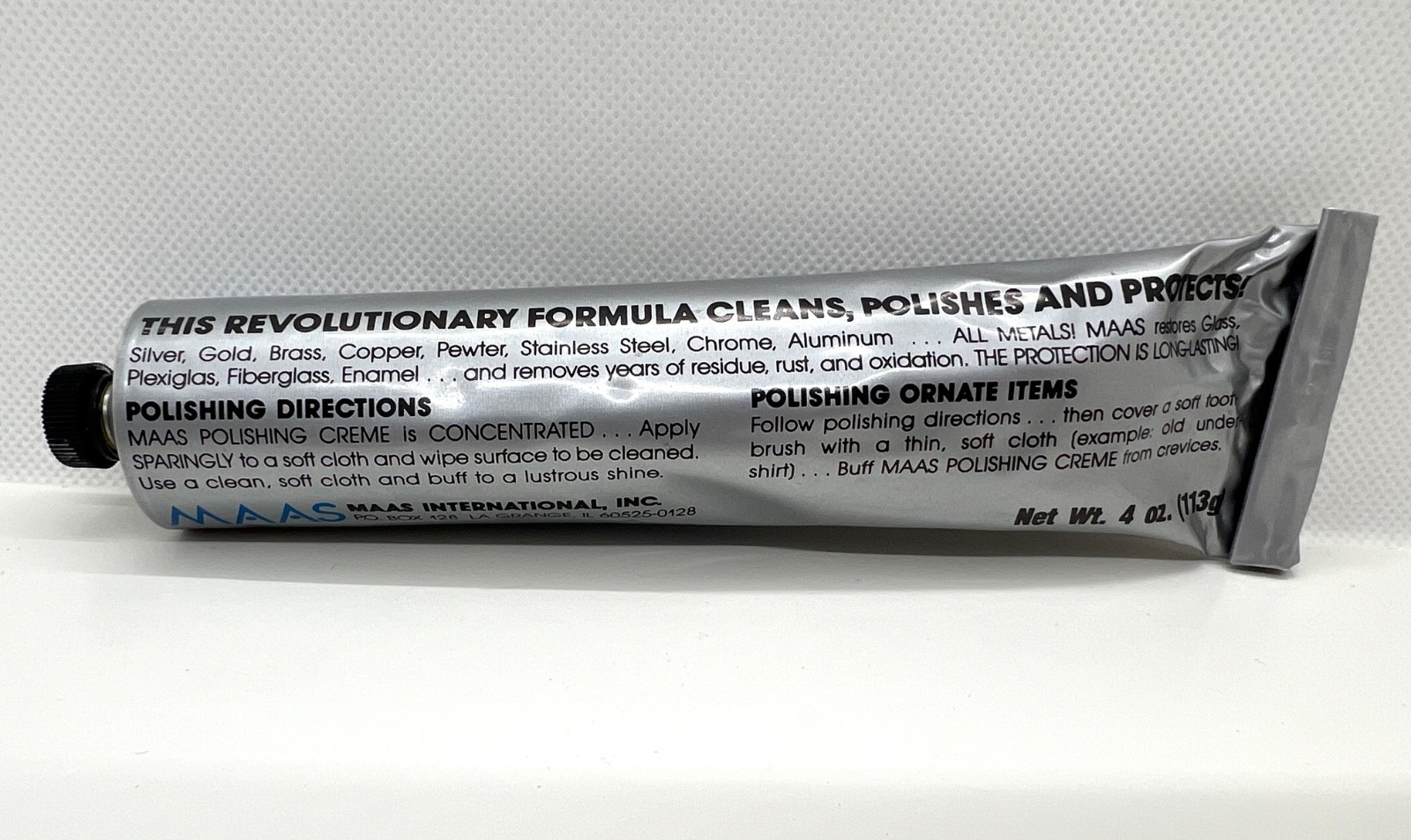 MAAS Concentrated Fine Polishing Cream for ALL METALS 4oz Tube 98-100% Full