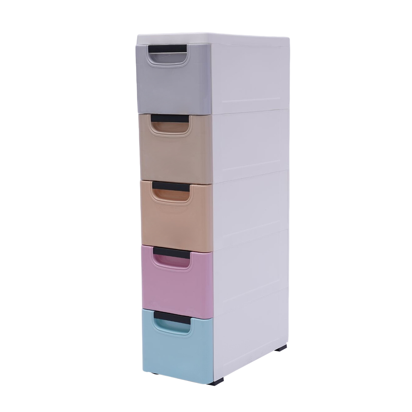 5-Drawer Stackable Plastic Storage Cabinet With Wheels – Multicolor